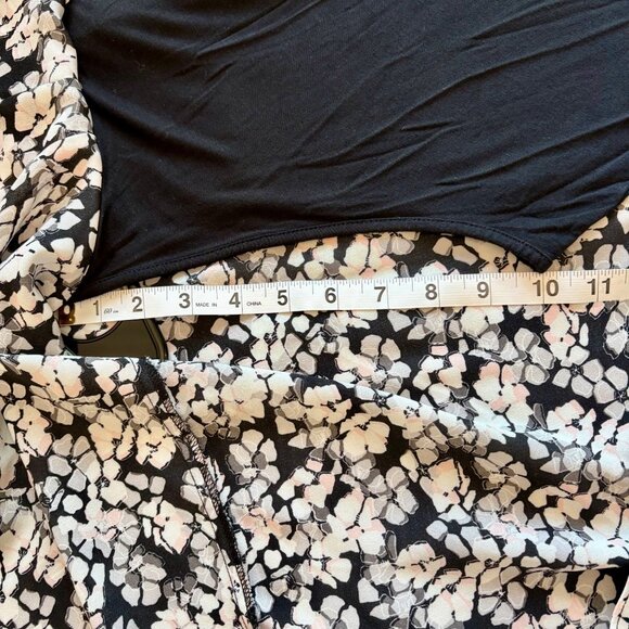 Elle Womens Floral Print Batwing Sleeve Blouse With Black Inner Layer Size L - Picture 7 of 11